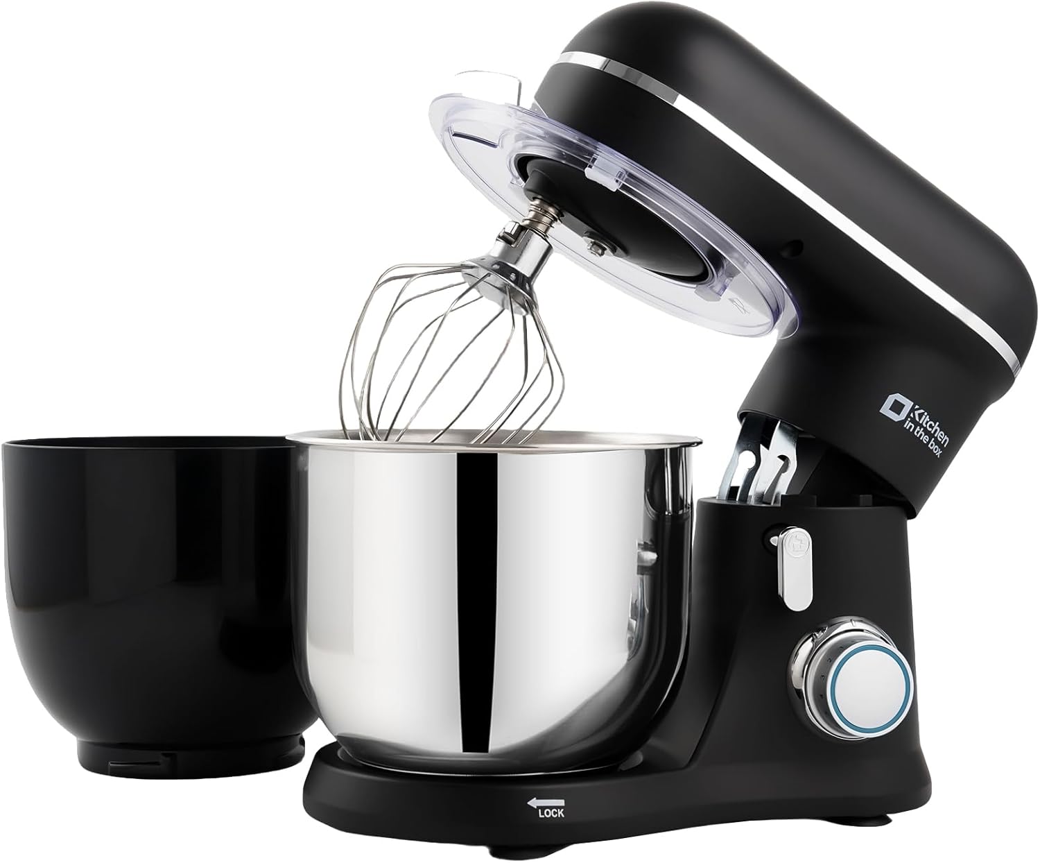 Robot Pâtissier, 3.5L avec Deux Bols, Compact et Léger, 10 Vitesses avec Fonction Pulse, Finition Mate, Fouet, Crochet Pétrisseur et Batteur, Noir 3.5L Noir