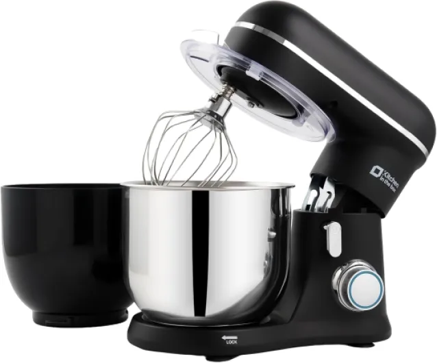 Robot Pâtissier, 3.5L avec Deux Bols, Compact et Léger, 10 Vitesses avec Fonction Pulse, Finition Mate, Fouet, Crochet Pétrisseur et Batteur, Noir 3.5L Noir