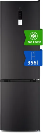 Réfrigérateur congélateur combiné, 356 L(260 +96 L) total, Sans givre, Bac à légumes, Tiroirs profonds, Mode vacances, Alarme de porte, Garantie 12 ans pour compresseur, Inox FBM351LEI42 356L Nofrst