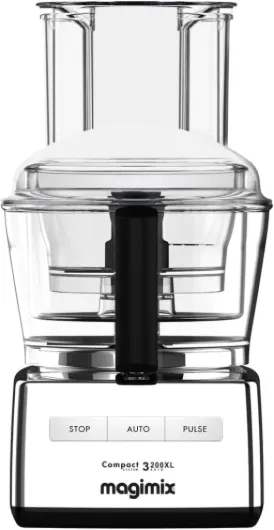 Robot de Cuisine multifonction 3200 Chrome Brillant Compact Bol 2.6L - Hachoir, Blender - Fabriqué en France