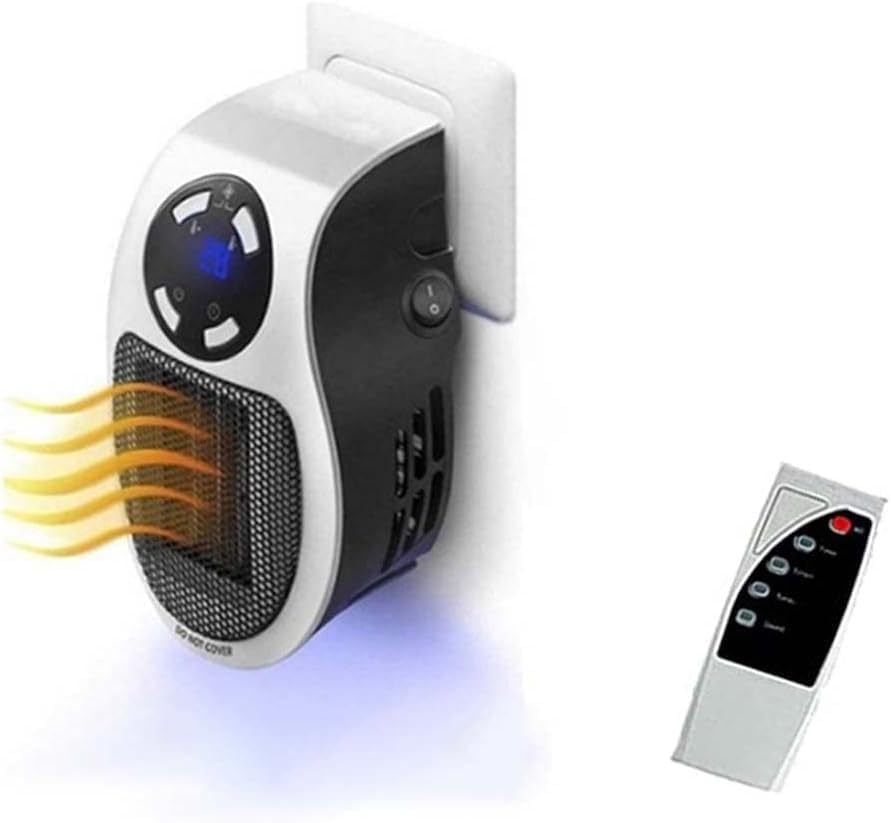 Ozzie Heater, Mini Radiateur Electrique et Chauffage Prise Murale 500W, Appareil de Chauffage en Céramique avec Télécommande, Silencieux et Économe, pour Bureau Chambre Salle de Bain Murale, Blanc Blanc*1pcs