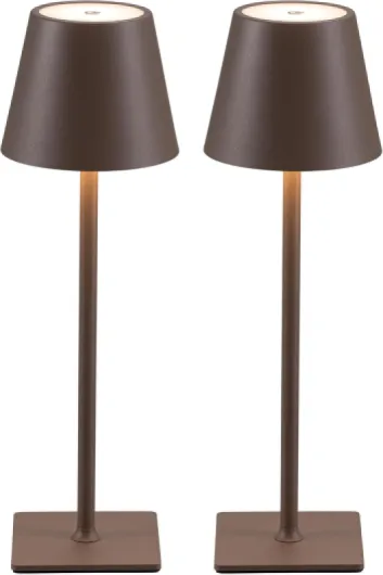 2 Pièces Lampe de Table LED Sans Fil, Lampe de Chevet Rechargeable, à intensité variable, batterie 5000mAh, 2700-6000K, pour l'intérieur et l'extérieur, Etanche (Marron) Marron-2