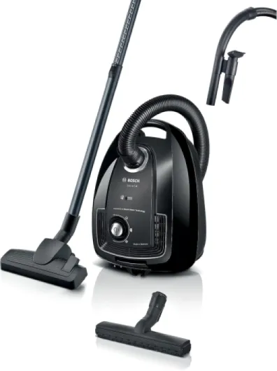 Electroménager Série 4, BGL38BA2H, aspirateur traîneau avec Sac, Compact et léger, Sac à poussière XL 4L, Filtre hygiénique PureAir Lavable, Rayon d'action 10 m, Noir Noir Serie 4 BGL38BA2H