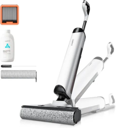 D500 Aspirateur Balai Laveur sans Fil,Désodorisation des réservoirs,Aspirazione piatta a 180°,aspirateur 17 000 Pa,65°C Chaud et Sec,Conception Anti-enchevêtrement,Brosse de Sol étanche IPX6 Blanc