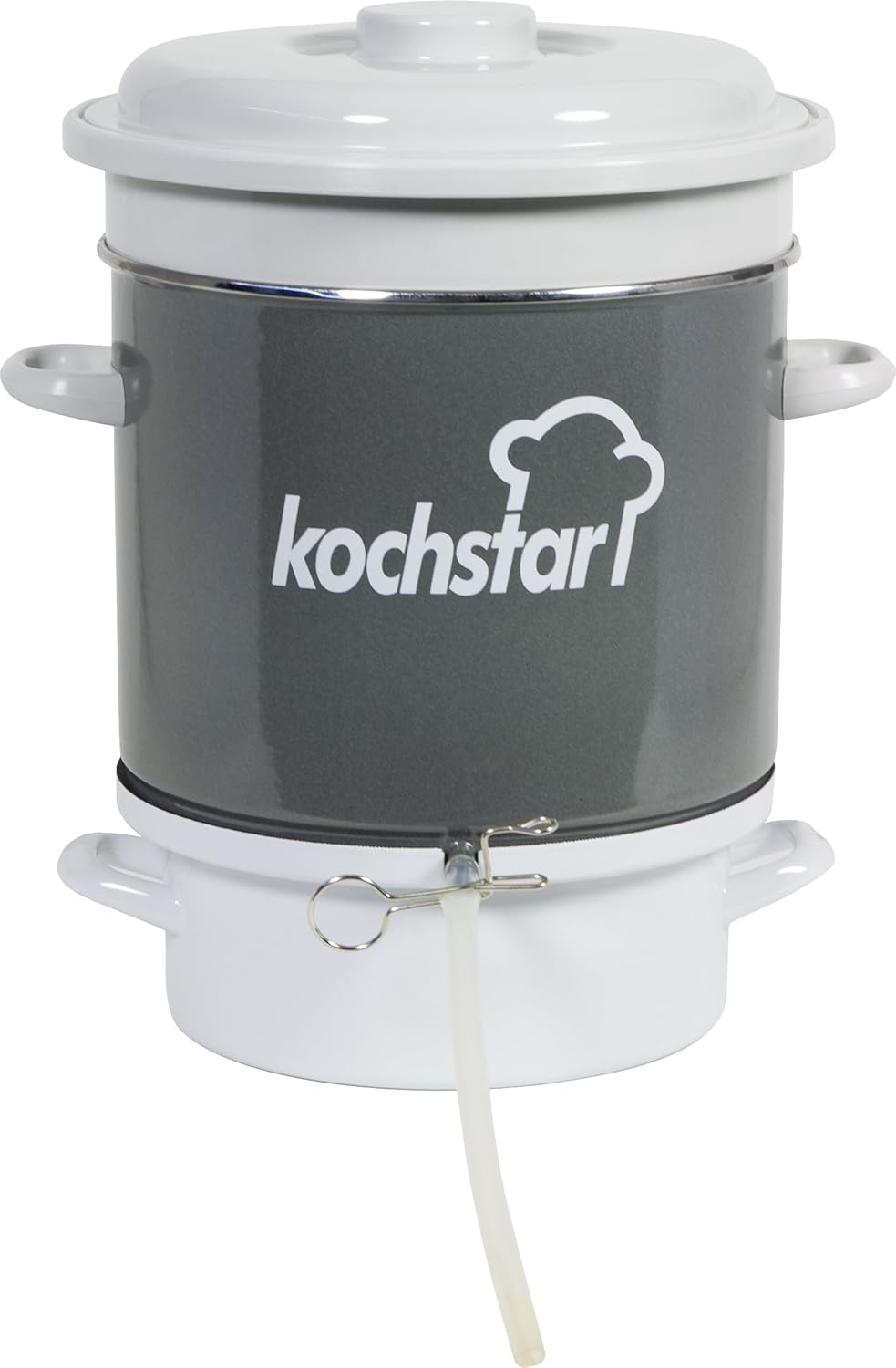 K16104128 – Extracteur de jus fruits et légumes à vapeur standard cuve émail - tous types de feux dont induction – capacité 8kg – 39 x 29.5 x 41 cm, Blanc