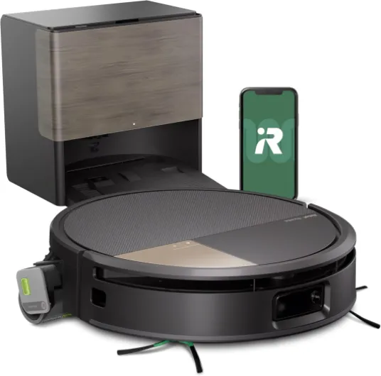 Roomba Max 705 Combo + Base AutoWash, Rouleau serpillière PowerSpin, Protection du Rouleau, Deux brosses, Vidage Automatique, Séchage du Rouleau à l’air Chaud, évite Les Objets, LiDAR, Noir 705C/Noir