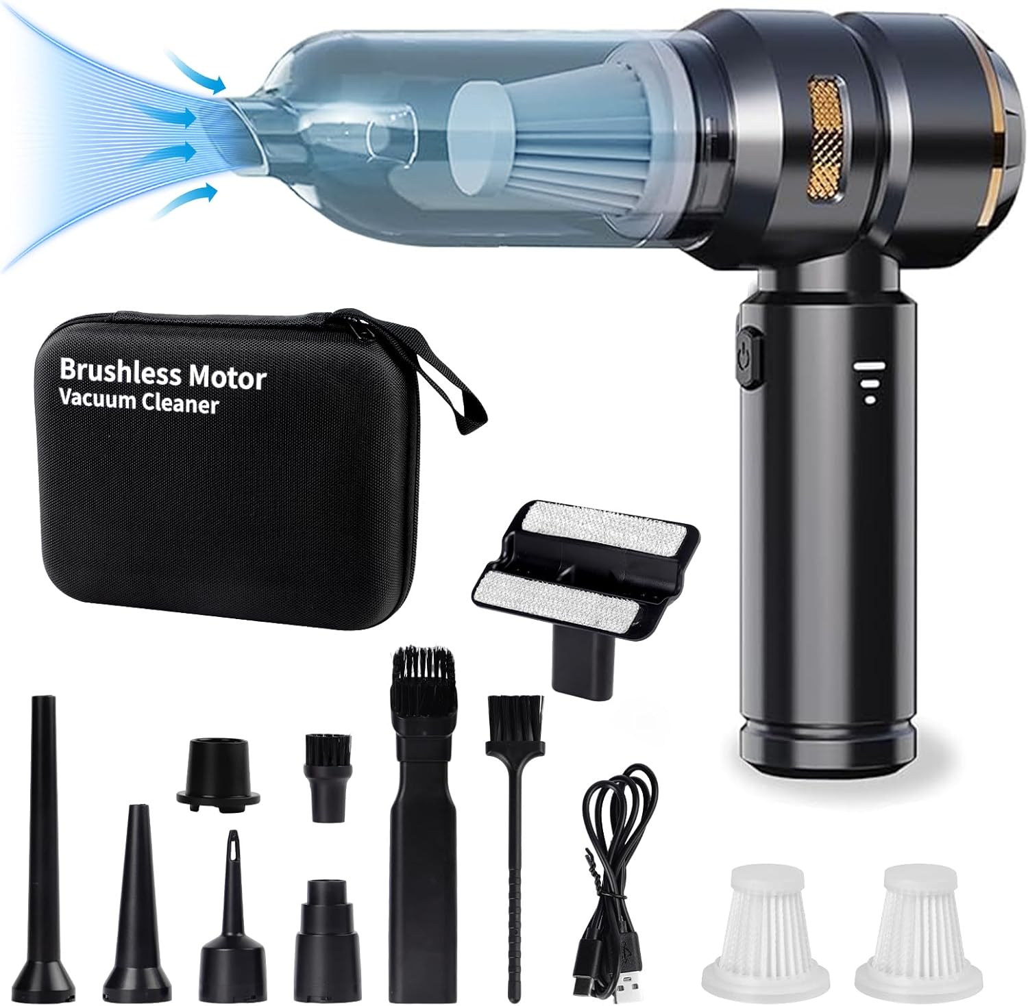 Yesay Aspirateur Mini sans Fil 16000PA, Portable 2-en-1 Souffleur & Aspirateur pour PC, Voiture, Maison, Bureau