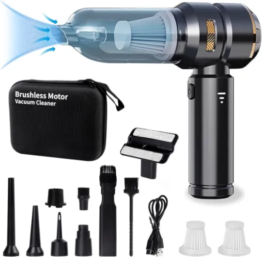 Yesay Aspirateur Mini sans Fil 16000PA, Portable 2-en-1 Souffleur & Aspirateur pour PC, Voiture, Maison, Bureau