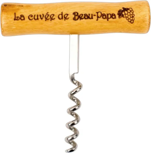 Cadeau Beau-Papa Tire-bouchon en bois - idée annonce beau père original et unique - sommelier beau papa personnalisé - cadeaux baptême anniversaire Noël - ouvre-bouteille gravé