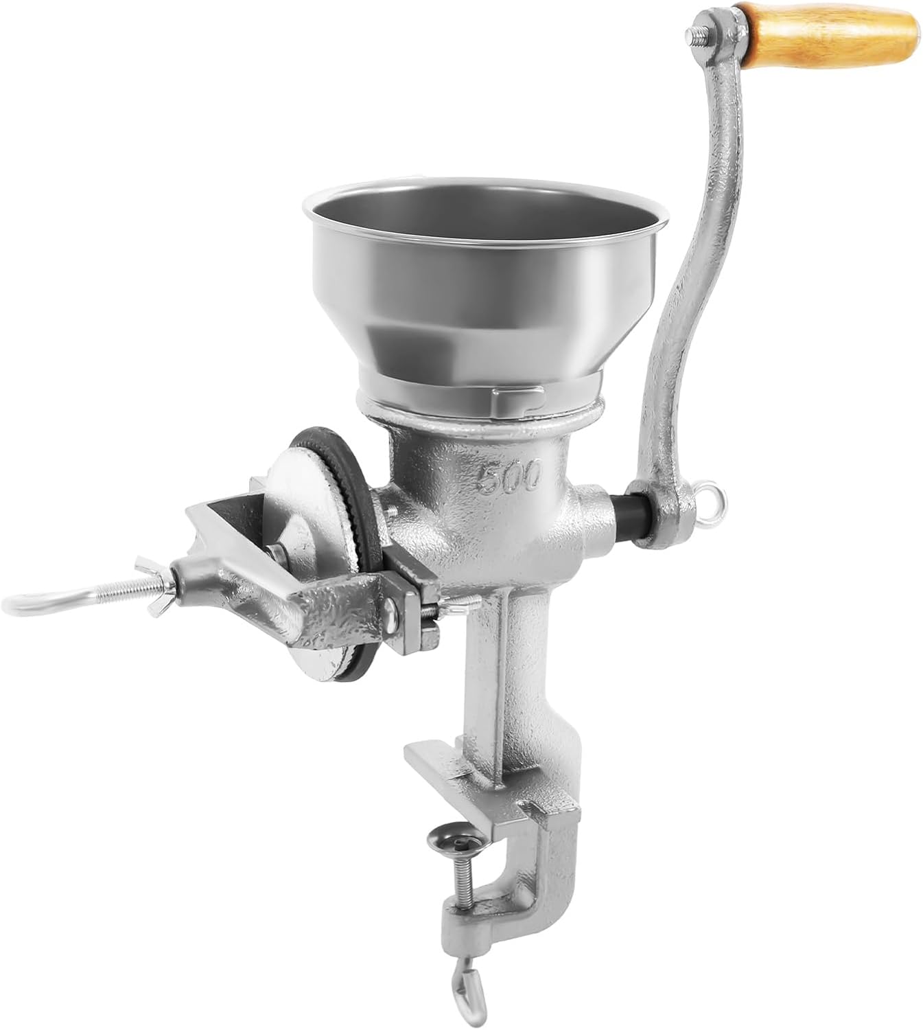 Moulin à céréales manuel, en fonte, à manivelle, avec pinces de table, design de pinces de table, pour céréales, farine, fer, moudre des grains, des haricots, du café, des noix