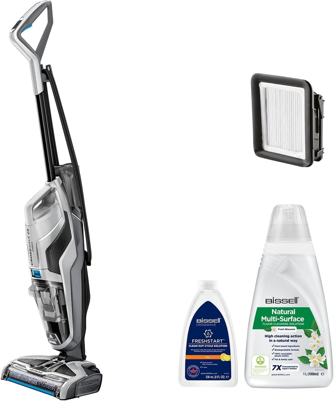 CrossWave C3 Pro, Aspirateur Balai Laveur à Câble, Aspire, Lave et Sèche, Nettoyeur Eau Poussière, Extraction Puissante des Taches Humides et Sèches, Nettoyeur 3en1 pour Multi-surfaces, 3555N