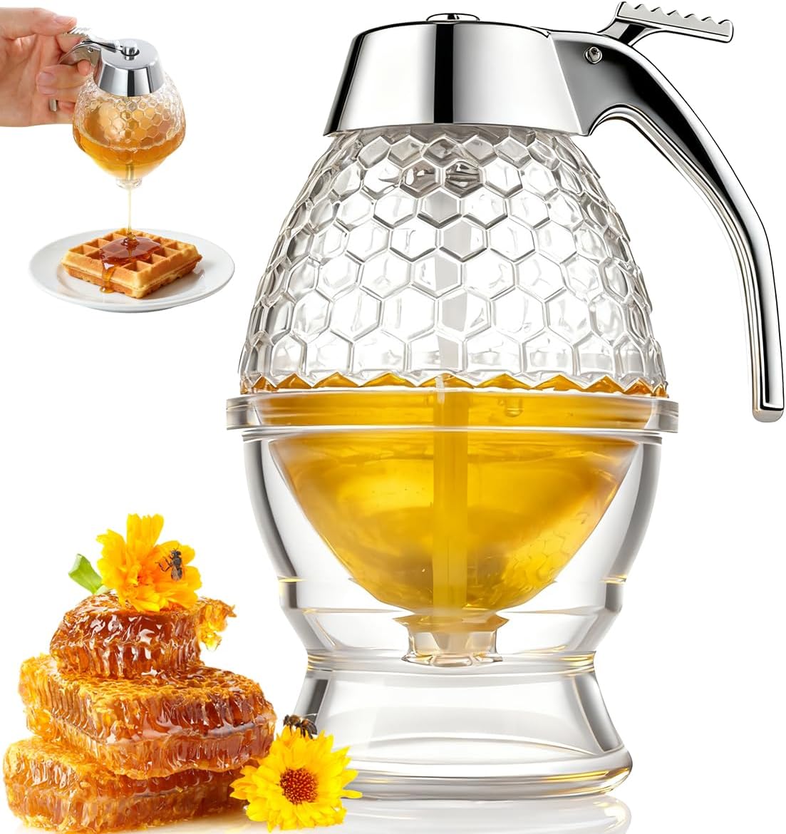 Distributeur de miel, distributeur de confiture, 200 ml, transparent, polyvalent, acrylique, lavable en machine, micro-ondable, petit, cadeau, table