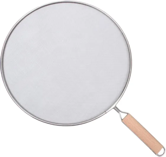 Grille Anti Éclaboussures Poele avec Bois Poignée 33cm Anti Éclaboussures Air Fryer Protection Anti-éclaboussures pour Poele Antis Graisse Grille De Protection Contre De Graisse