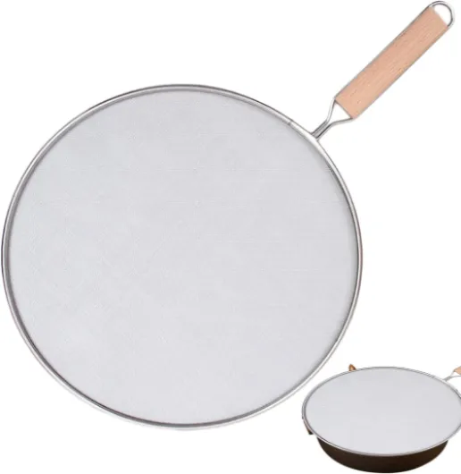 Grille Anti Éclaboussures Poele - 25 CM Anti Éclaboussures Air Fryer,Protection Anti-éclaboussures pour Poele,Grille Anti Graisse avec Manche en Bois,Grille De Protection Contre De Graisse, 25cm