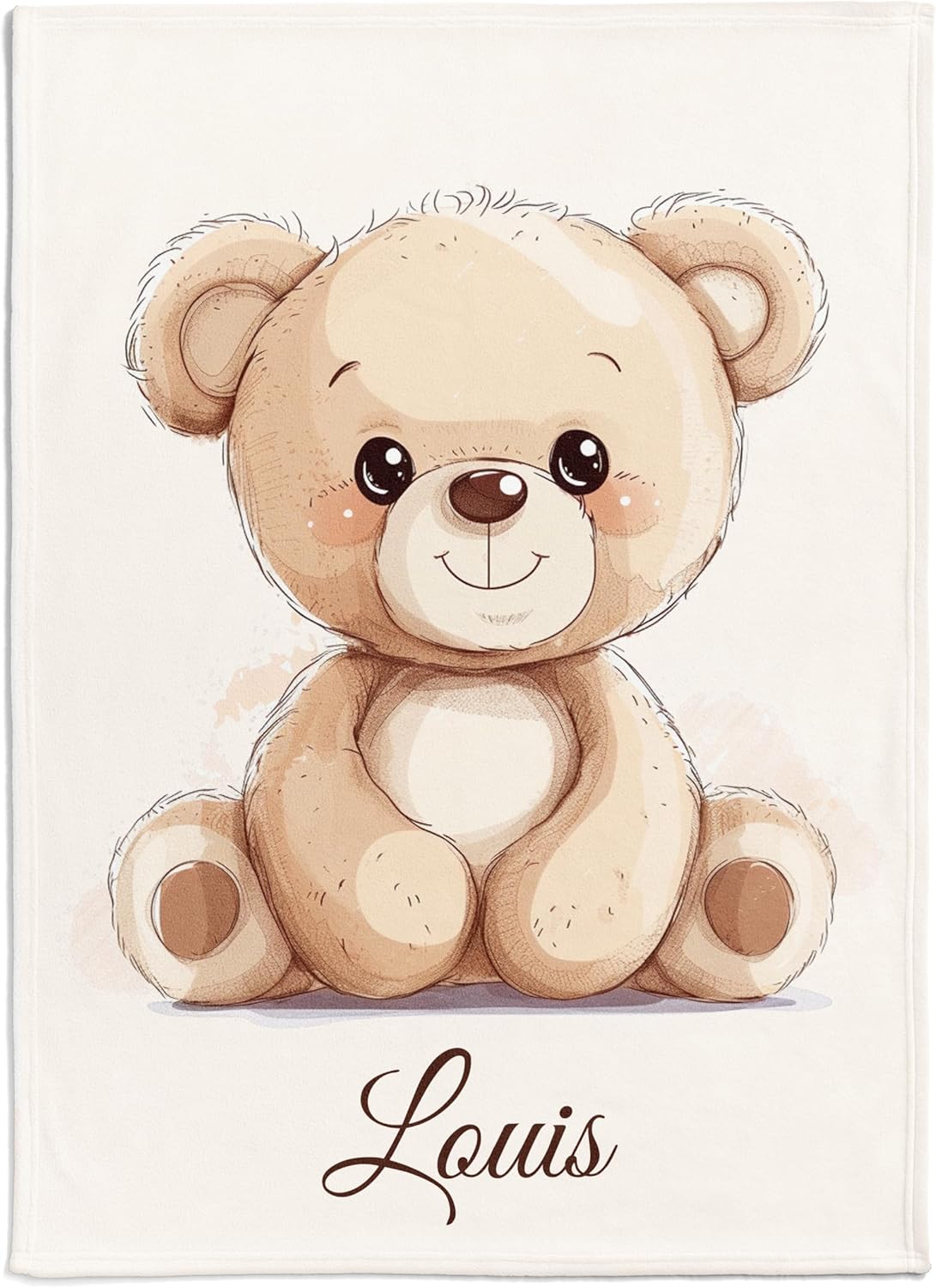 Couverture Bébé Personnalisée avec Nom - Douillette Couverture de Milestone en Polaire Minky, Idéale comme Cadeau de Naissance, Disponible en Plusieurs Tailles (Teddy Classique)