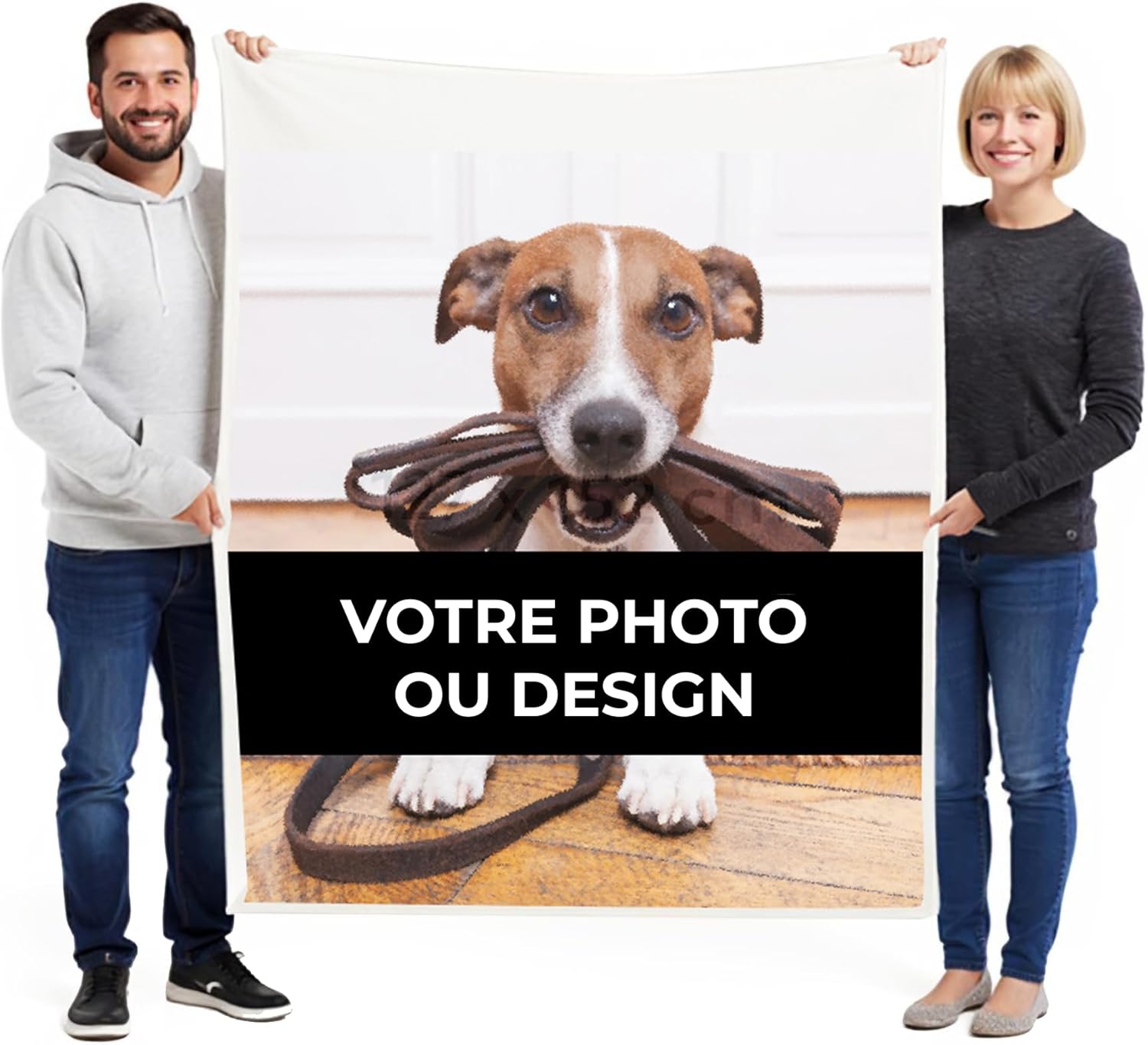 Plaid Polaire Personnalisé avec Photo, Doux et Lavable, Cadeau Unique avec Image à Télécharger, Tailles Multiples en Format Horizontal ou Vertical (152x127 cm, Portrait) Portrait 152x127 cm