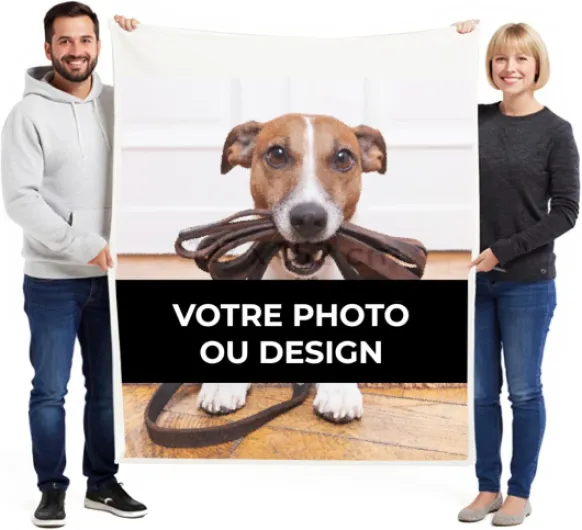 Plaid Polaire Personnalisé avec Photo, Doux et Lavable, Cadeau Unique avec Image à Télécharger, Tailles Multiples en Format Horizontal ou Vertical (152x127 cm, Portrait) Portrait 152x127 cm