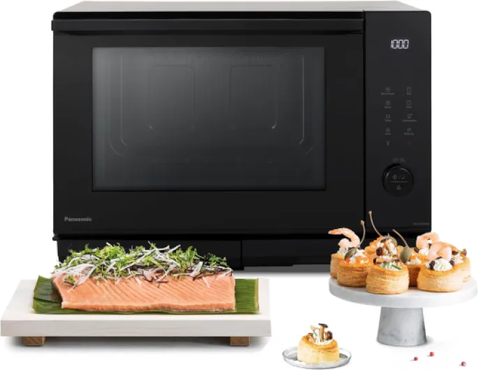 NN-DS59NMETG Four à micro-Ondes Combiné 4-en-1 avec Gril, 27 Litres, 1000W, Cuisson à Deux niveaux, Capteur Genius, 32 Programmes Automatiques, Plateau Gril, Nettoyage Facile, Noir Version compacte