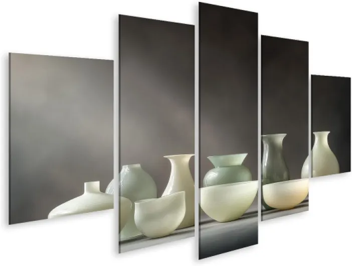 Islandburner Tableau sur toile Vases esthétiques en céramique dans des tons doux Images murales Poster Leinwand 170x80cm - 5 Teile