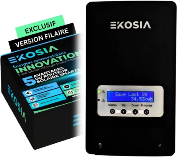 Routeur Solaire Chauffe-Eau EKOSIA V2.02 Filaire – Réactivité 6× supérieure dès 50 W – Jusqu’à +91 % d’autoconsommation – Compatible onduleurs hybrides – Garantie 2 ans