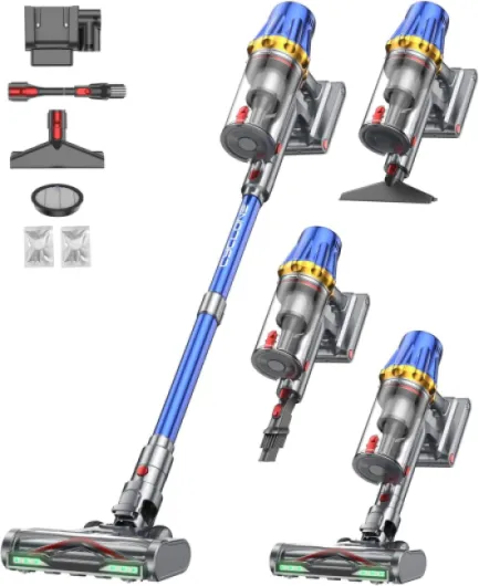 H9 Aspirateur Balai sans Fil 58Kpa/650W/80Min, Aspirateur sans Fil Puissant, Écrans Tactiles LED, Autoportant, Brosse Anti-Enmêlement Améliorée pour Les Poils d'animaux/Tapis/Sols Durs, Bleu