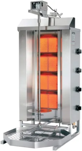 MBH - Machine à kebab professionnel à gaz verticale POTIS GD4 - Grill Doner Kebab, Gyros, Shawarma pour bar et restaurant.