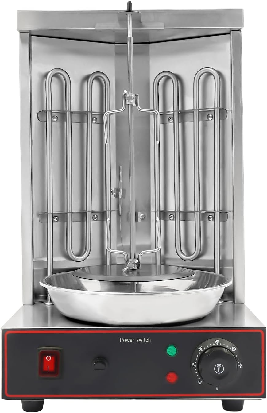 Machine à kebab électrique avec 2 tubes chauffants rotatifs à 360° pour la maison, les restaurants, le barbecue rotatif, le gyroscope, le barbecue vertical, le barbecue de table