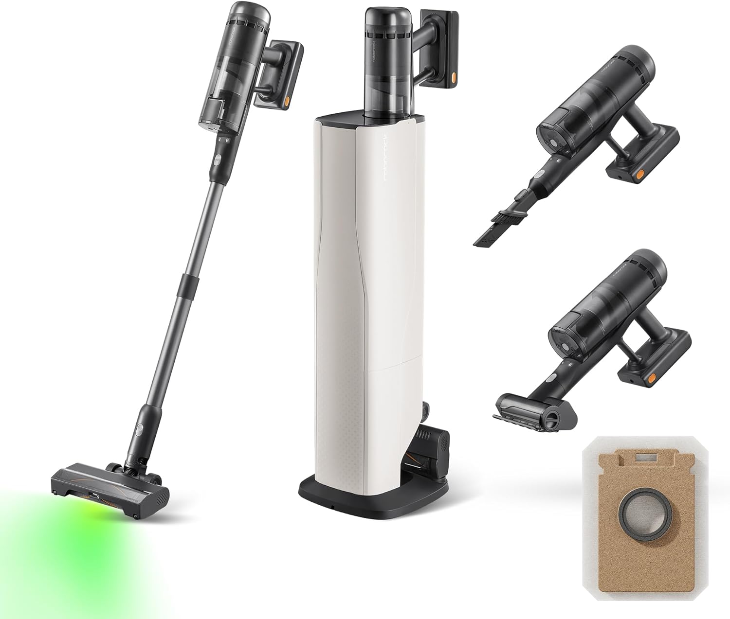 H60 Hub Ultra Aspirateur Balai sans Fil avec Station Auto-Vide, 210AW, 90Min d’Autonomie, Brosse Anti-Enroulement, Détection Poussière LED 140°, Accessoires Tous Sols