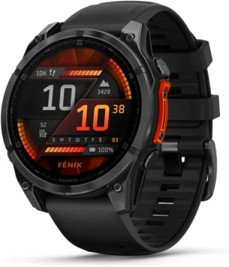 Garmin fēnix® 8 – 47mm, AMOLED, Premium Multisport GPS Smartwatch, Long-Lasting Battery Life, Dive-Rated, Built-in LED Flashlight, Slate Gray with Black Band 47 mm fenix 8 - AMOLED Slate Gray with Black Band