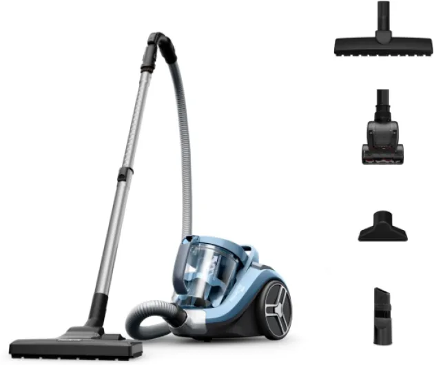 Compact Power XXL Aspirateur sans sac, Moteur haute efficacité, 2,5 L, Compact, Facile à vider, Technologie cyclonique, Large rayon d'action RO4871EA, Bleu 900W - Mini Turbo Brosse