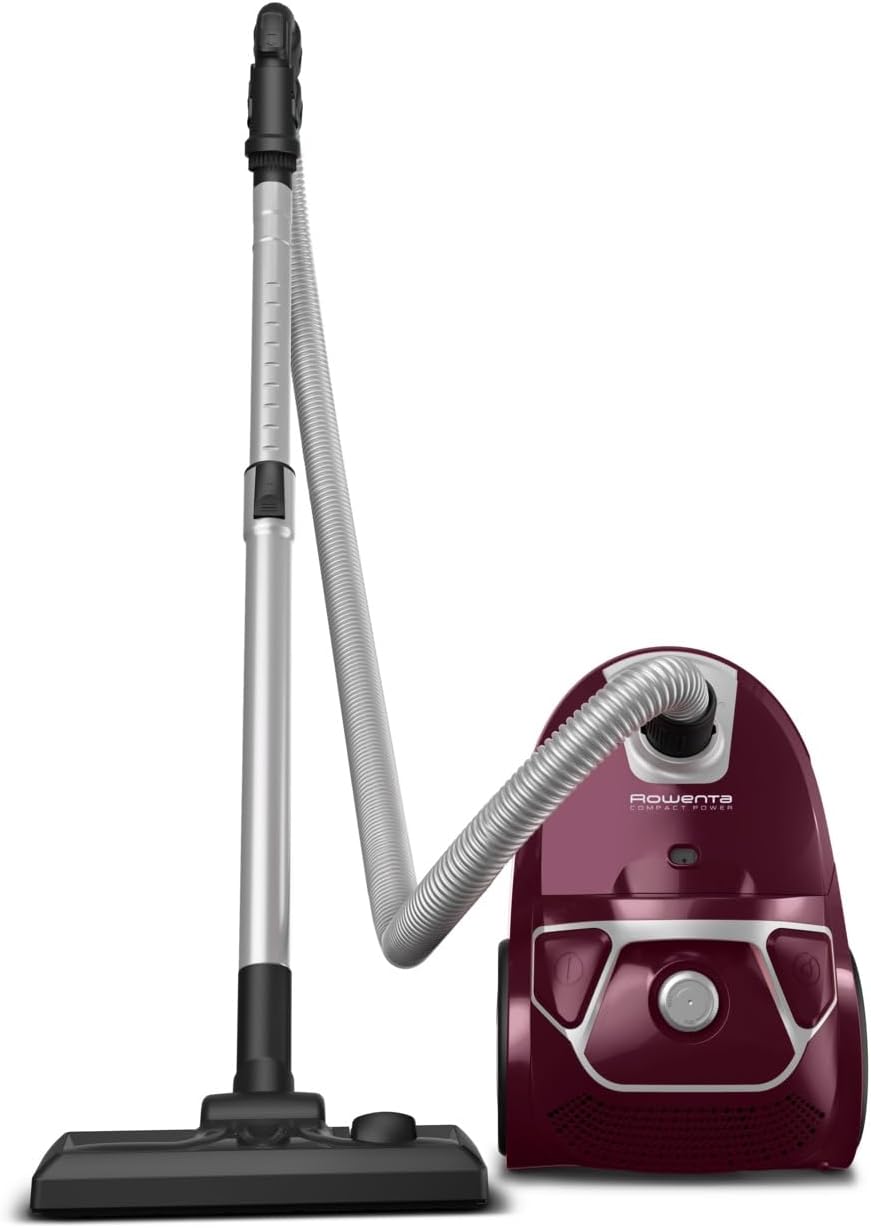 Compact Power Aspirateur avec sac, Moteur basse consommation de 900 W max, Compact, Haute filtration, Capacité 3 L RO3969EA, Aubergine