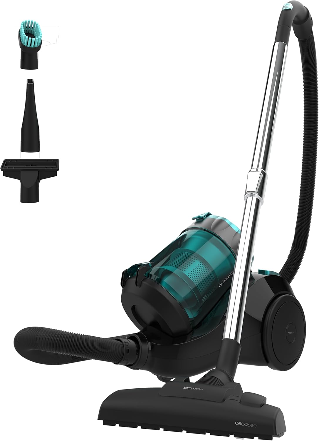 Aspirateur Traineau sans Sac Conga Rockstar Multicyclonic Plus, Puissance de 800 W, Multicyclonique, 20 kPa, Capacité de 2,5 L, Filtre à Haute Efficacité, Tube en Métal, 3 Accessoires 2,5 L 3 Accessoires