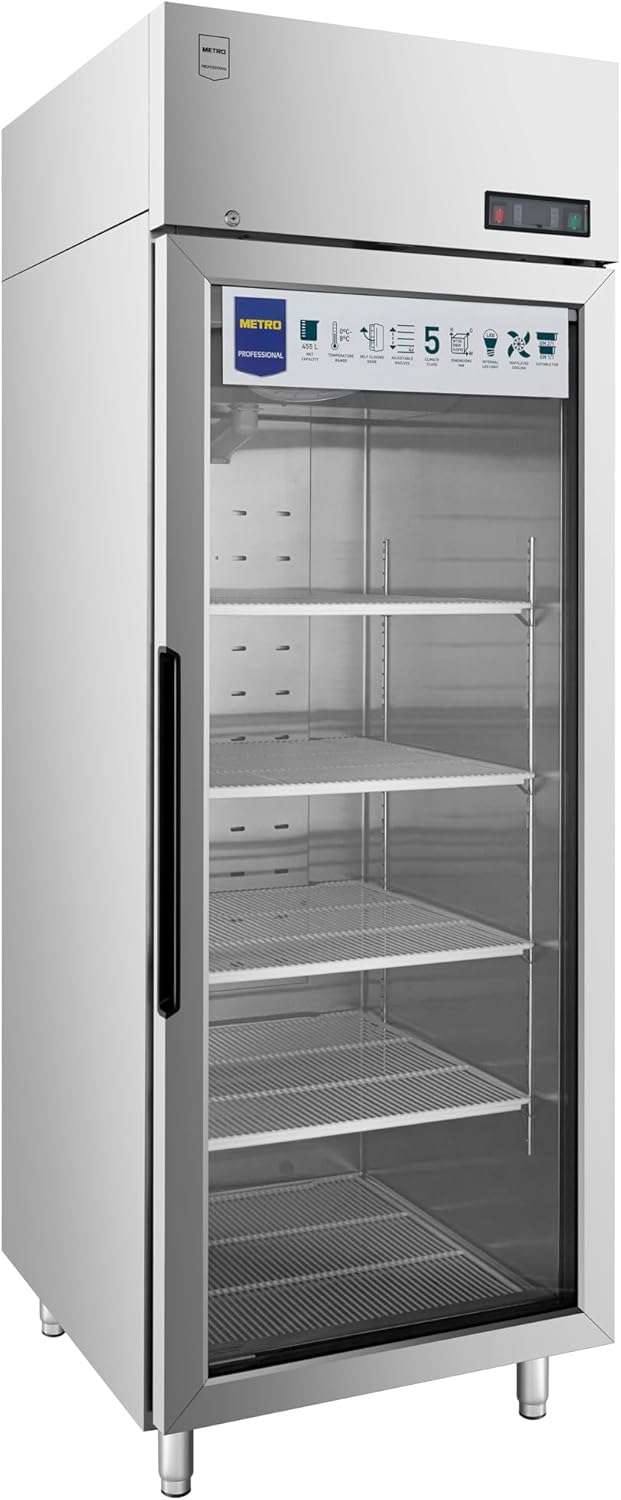 Réfrigérateur à Porte Vitrée GRE2700G, 73 x 80.5 x 209 cm, 450 L, Argenté 450 L - Argenté