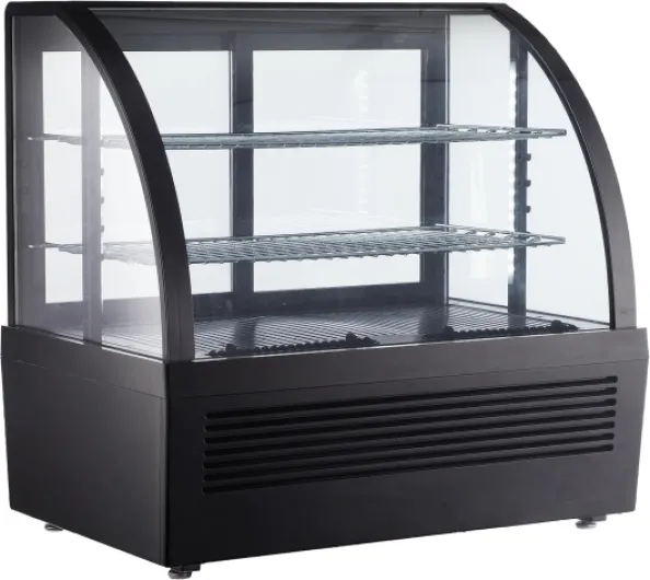 Vitrine réfrigérée à poser GCV1100, plastique/verre, 70,5 x 47,2 x 68,7 cm, 100 L, froid ventilé, 195 W, noir, pour cafés/restaurants/boulangeries (100 L - Noir)