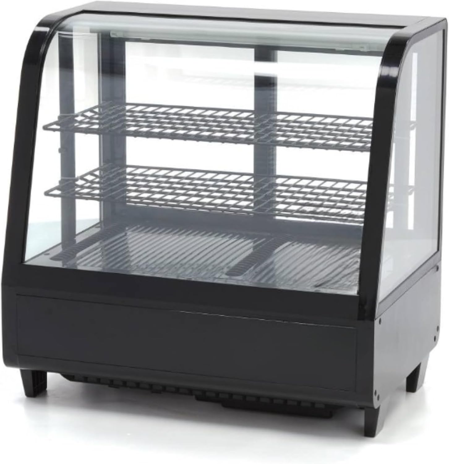 Générique Vitrine Réfrigérée à Poser 100L - Noir - 0/+12°C - Froid Ventilé - Éclairage LED - 2 Étagères Réglables - Double Vitrage