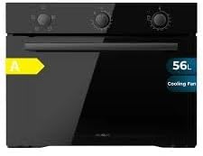 Four Encastrable Bolero Hexa C134500 Glass Black A de 56 L - 2600W, 4 fonctions, mode convection, base vapeur X2, faible consommation, nettoyage facile, ventilateur, 3 positions Cristal Noir