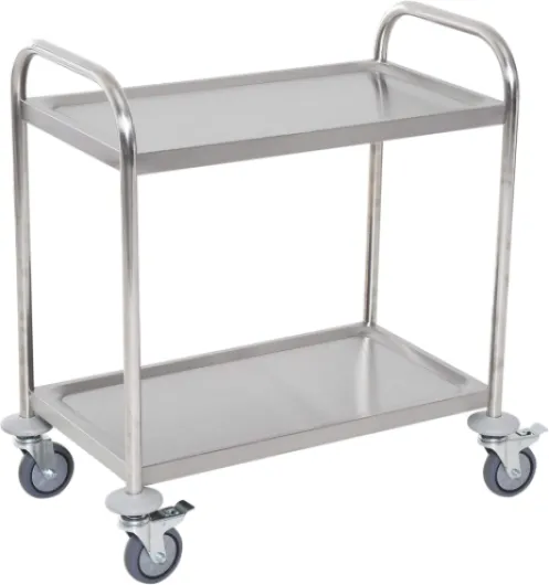 Chariot de Service desserte de Cuisine à roulettes 2 étagères 80L x 45l x 82H cm Acier INOX - chromé 80x45x82cm Gris