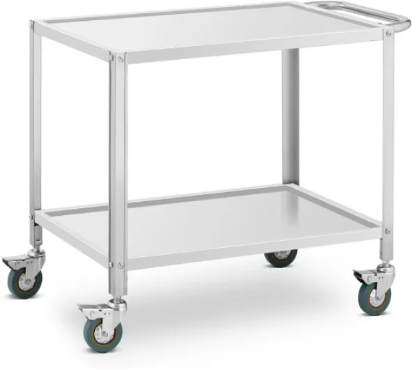 Chariot de Service à 2 Plateaux - 80 x 57 x 3,5 cm, Capacité 100 kg - Desserte de Cantine