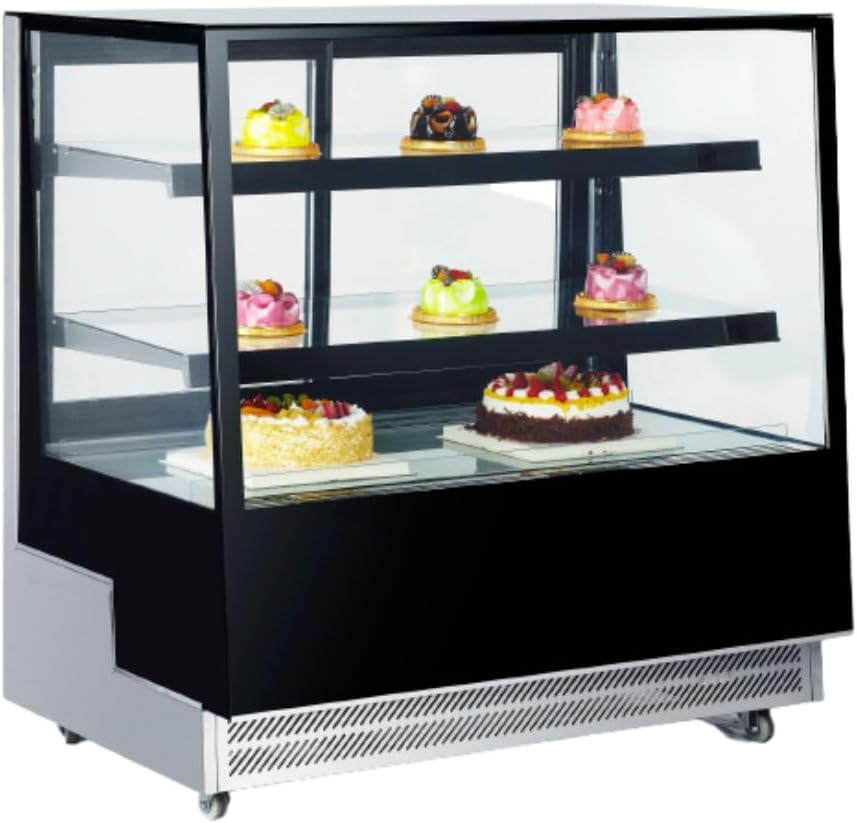 Vitrine De Présentation à Patisserie - 3 Étagères Vitrées Réglables Avec Éclairage LED - Dégivrage Automatique
