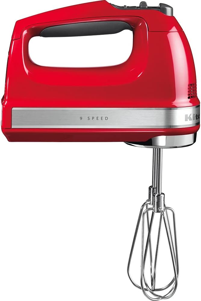 Batteur électrique 9 vitesses - Soft Start et écran LED - Mixeur cuisine avec fouets, fouet ballon, crochets pétrisseurs et pied mixeur - Moteur silencieux - 85 W - Rouge Rouge Empire