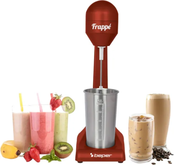 Mixeur électrique pour milkshakes, frappés, milkshakes et cocktails, 2 vitesses, bol en aluminium 0,5 l, 100 W,Rouge