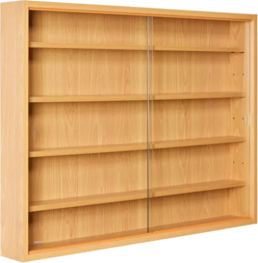 Inter Link - Vitrine Murale pour Objets de Collection – Armoire de rangement avec 4 étagères – 5 Compartiments - pour Miniatures - MDF - Décor Hêtre (80x60x9.5 cm) Acquario