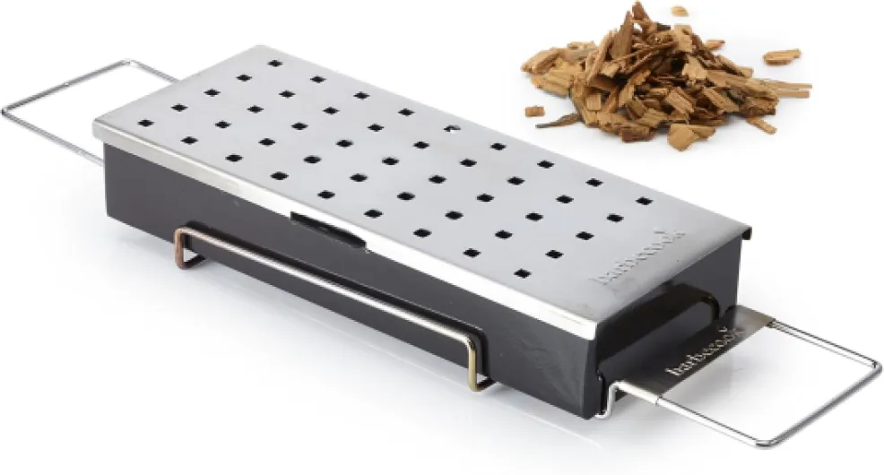 Fumoir universel pour Barbecue gaz, pour Siesta ou Quisson, Acier Inox 10 x 4,5 x 36,3 cm, Argent 37x10x4 cm