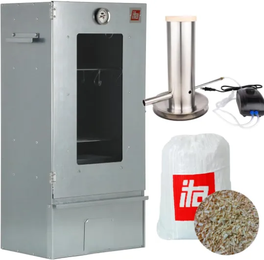 ITA Fumoir 7002 - Set Smoker avec générateur de fumée - Armoire à fumage avec fenêtre & thermomètre - Acier inoxydable - Qualité UE, Direct fabricant - 81 cm avec 3 niveaux
