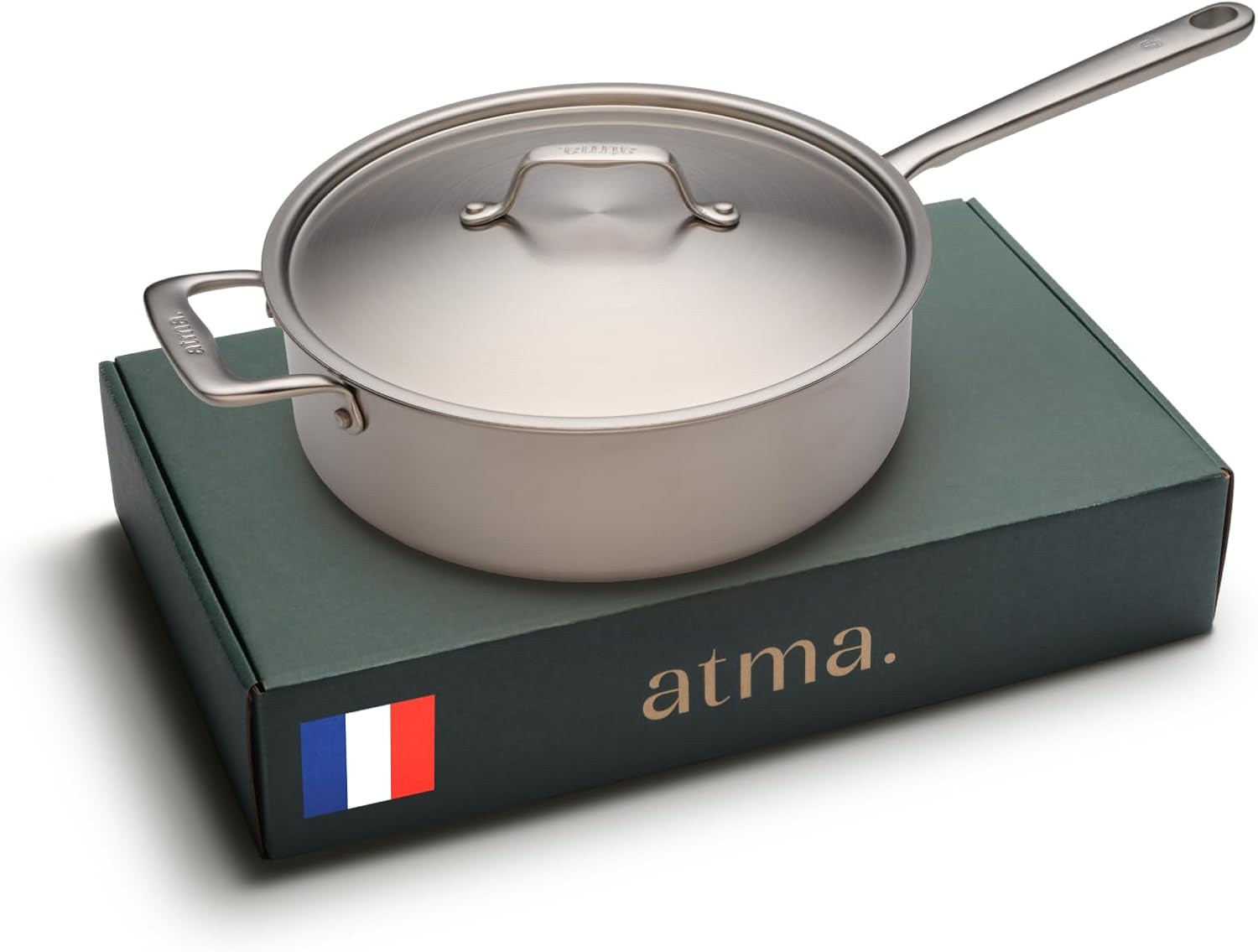 Sauteuse Inox 26 cm avec Couvercle - Inox 3 Plis - Compatible Tous Feux Dont Induction & Four - Pour Mijoter, Sauter et Frire - Non Toxique, Sans PFAS - Fabriquée en France, Garantie à Vie