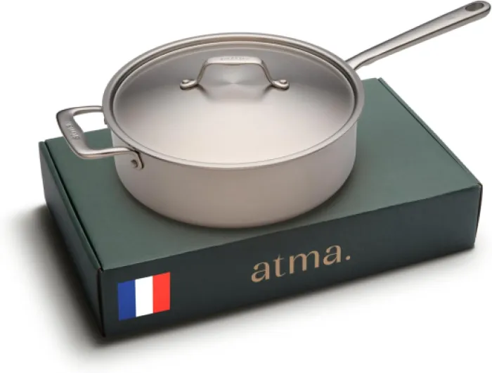 Sauteuse Inox 26 cm avec Couvercle - Inox 3 Plis - Compatible Tous Feux Dont Induction & Four - Pour Mijoter, Sauter et Frire - Non Toxique, Sans PFAS - Fabriquée en France, Garantie à Vie