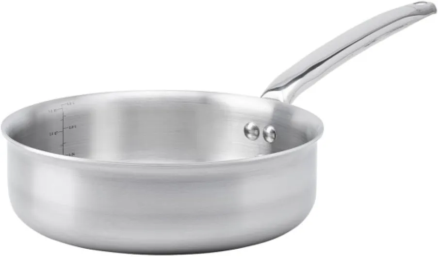 Sauteuse à bords droits en inox 3 couches ALCHIMY - 24 cm - Fabriquée en France, Sans PFAS, Maîtrise de la Cuisson, Inox 18/10, Tous Feux + Four, Finition Poli Brossé