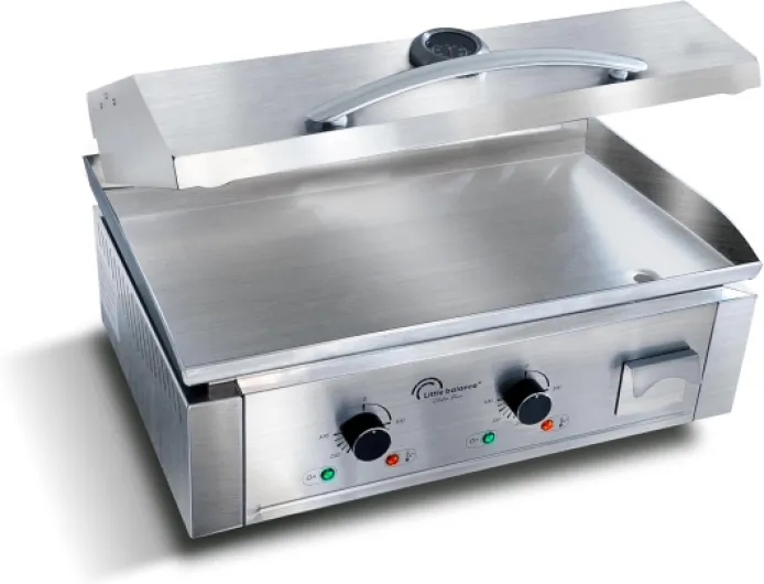 8473 Aquitaine Pro Plus, Plancha électrique professionnelle, 2 zones de cuisson, Couvercle, 3500 W, Fabrication française, Tout Inox Avec cloche de cuisson