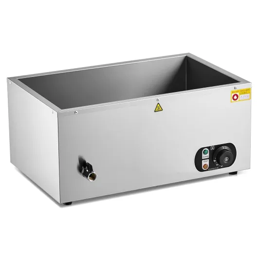WILPREP Bain Marie Électrique Professionnel Bacs 1500W sans Bacs Thermostat Réchauffeur d'Aliments Commercial en Acier Inoxydable avec Robinet Chauffe-Plat Buffet 30-85°C Températures Ajustables 20L (sans bac)