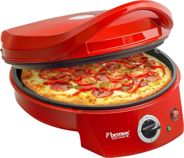 Four à Pizza Électrique, Four à Pizza Jusqu'à 230°C, Chauffage Haut/Bas pour Pizza Faite Maison Ou Surgelée, Tarte Flambée, Quiche Ou Wraps Jusqu'à Ø 27Cm, 1800 Watts, Couleur: Rouge Rosso